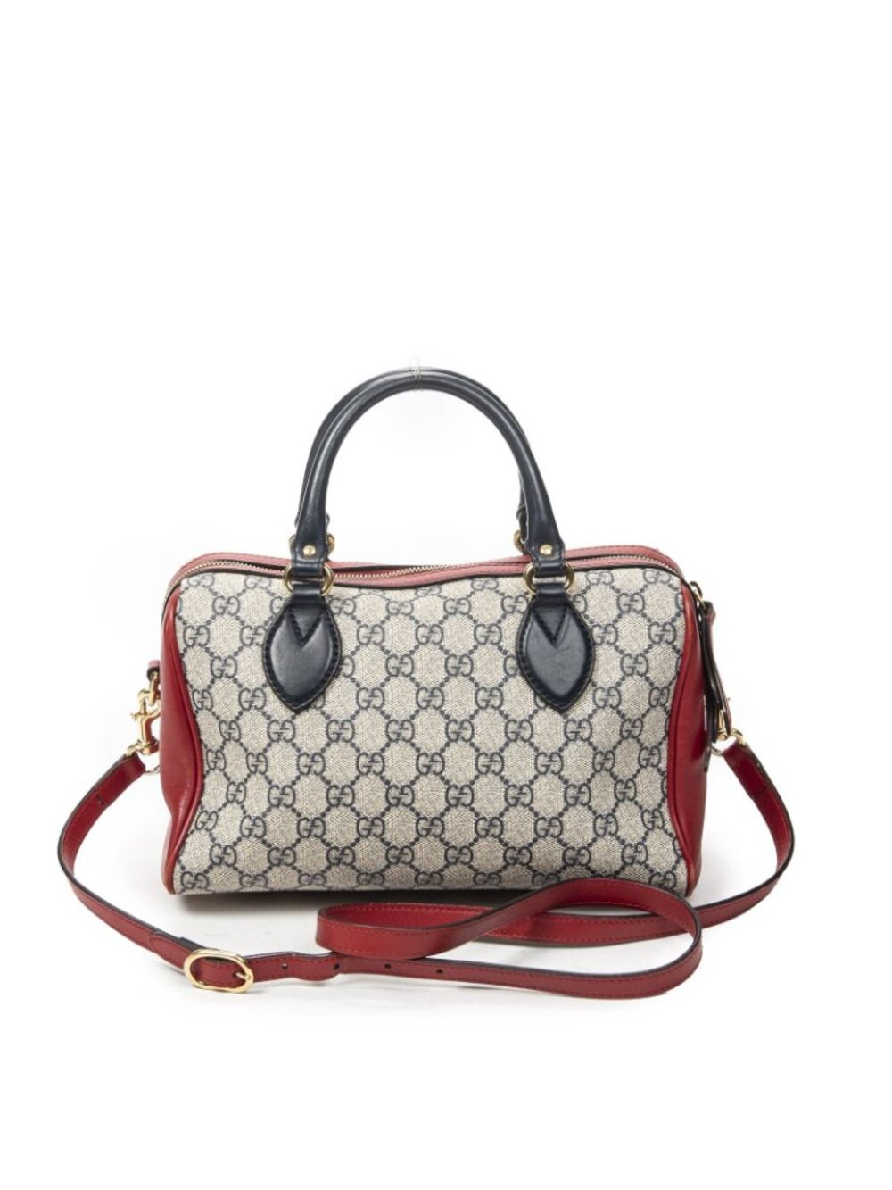 Gucci Small Boston Navy Beige Red Supreme Canvas Messenger - Picture 5 of 10